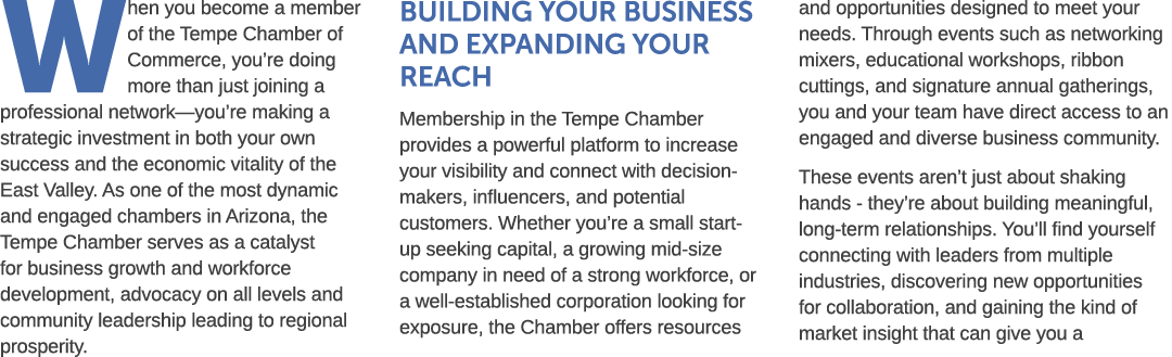 When you become a member of the Tempe Chamber of Commerce, you’re doing more than just joining a professional network...