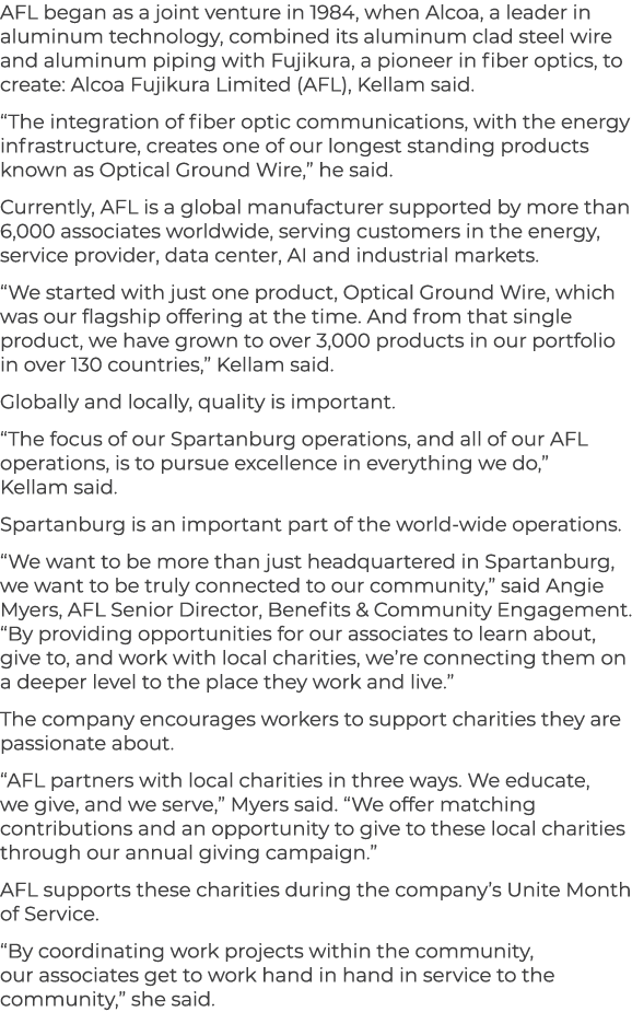 AFL began as a joint venture in 1984, when Alcoa, a leader in aluminum technology, combined its aluminum clad steel w...