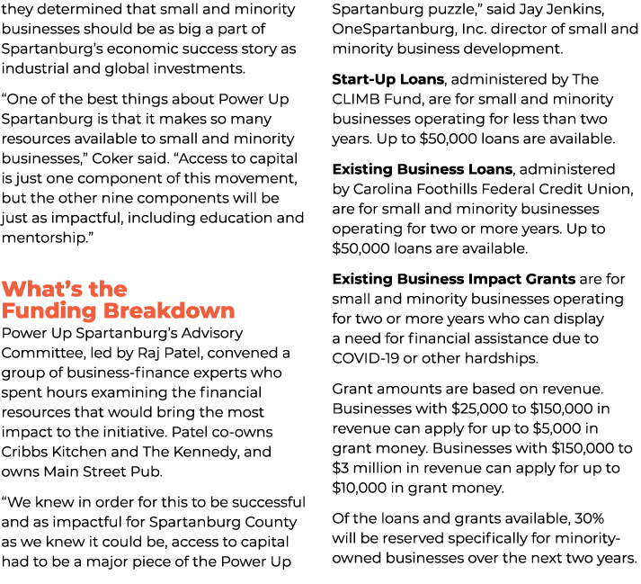 they determined that small and minority businesses should be as big a part of Spartanburg’s economic success story as...