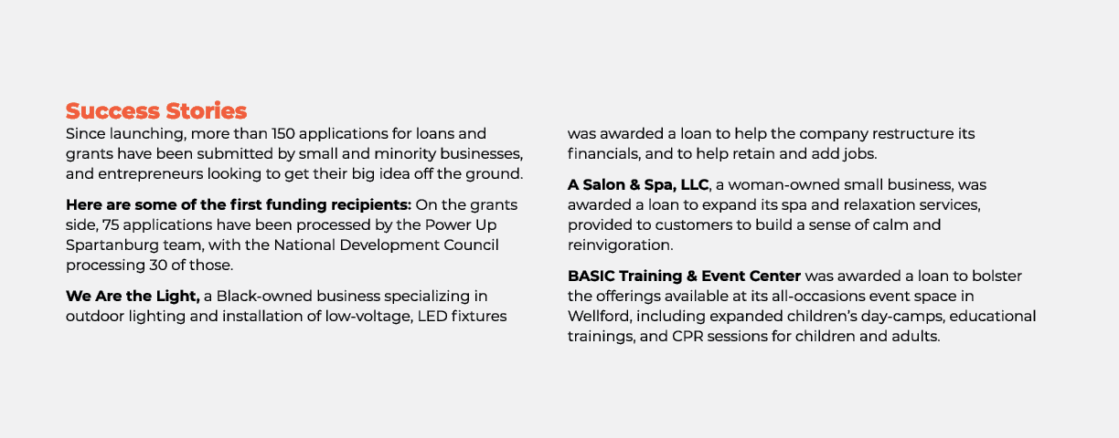Success Stories Since launching, more than 150 applications for loans and grants have been submitted by small and min...