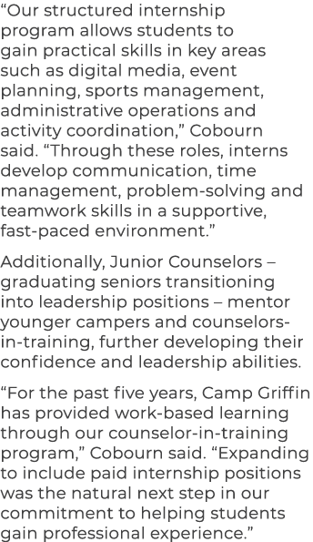 “Our structured internship program allows students to gain practical skills in key areas such as digital media, event...