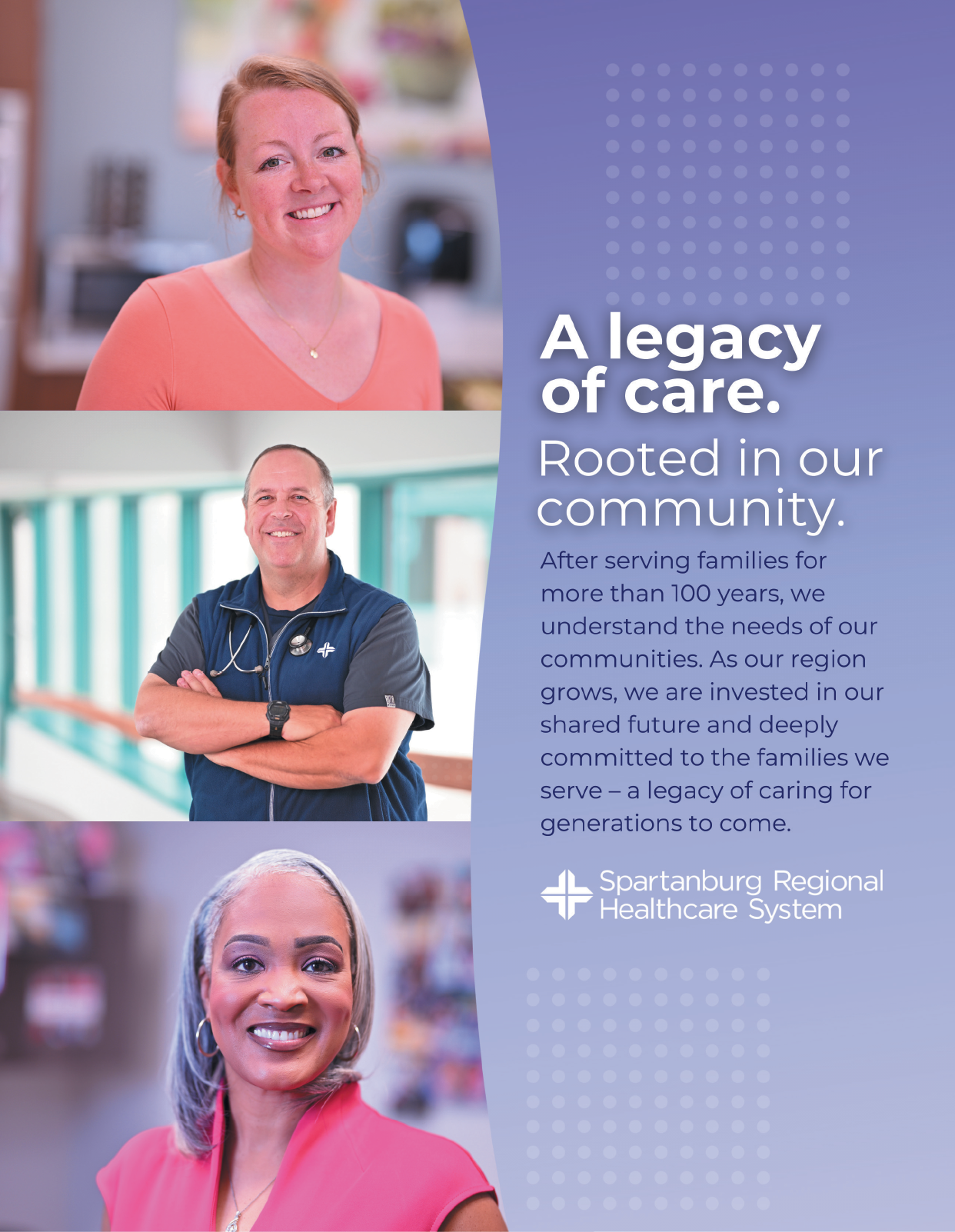 Two people are shown in a brochure for the Spartanburg Regional Healthcare System. AI generated content