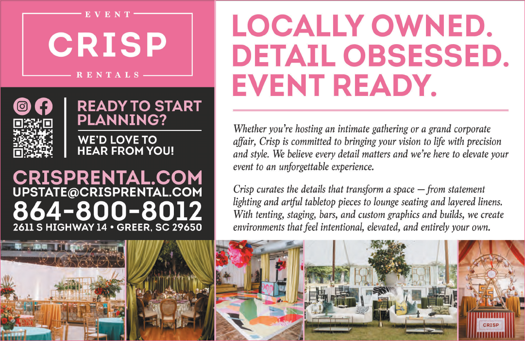 A flyer for an event rental company called Crisp Rentals. AI generated content