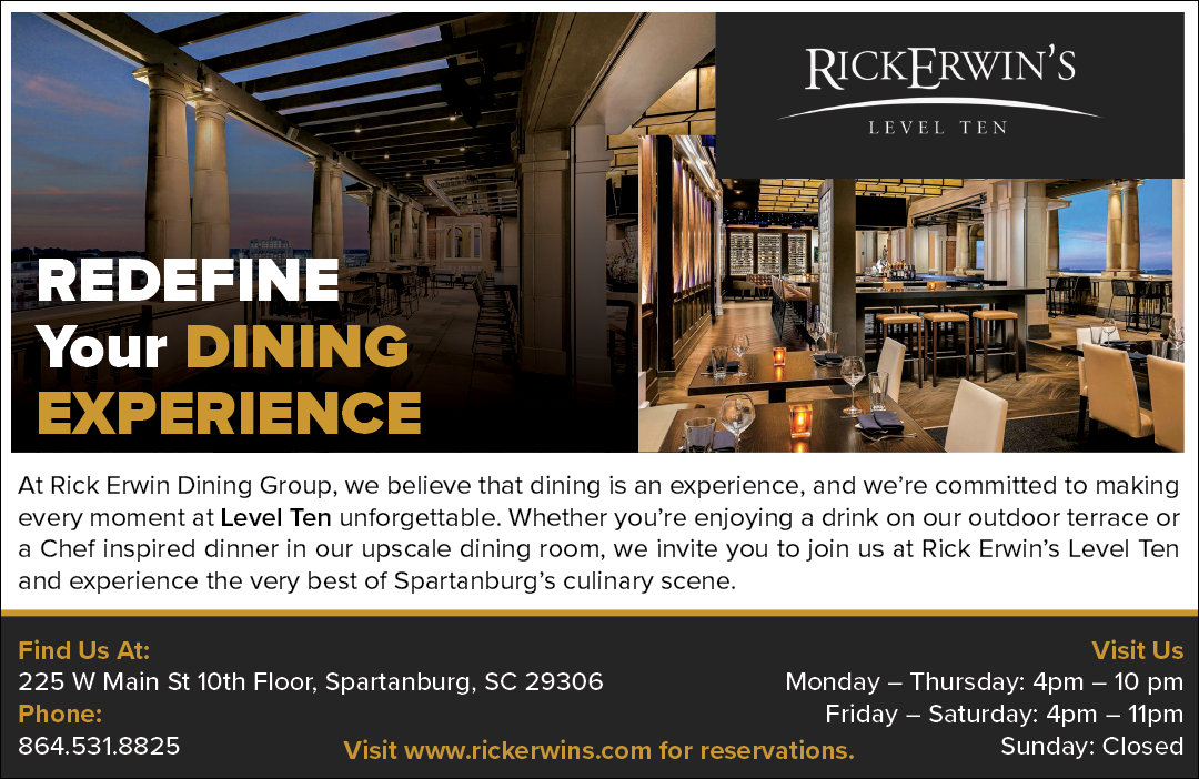 A flyer advertises Rick Erwin's Level 10 dining experience. AI generated content