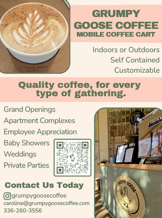 A coffee shop advertisement for Grumpy Goose Coffee. AI generated content