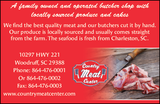 A sign advertises a family-owned butcher shop with locally sourced meat and cakes. AI generated content