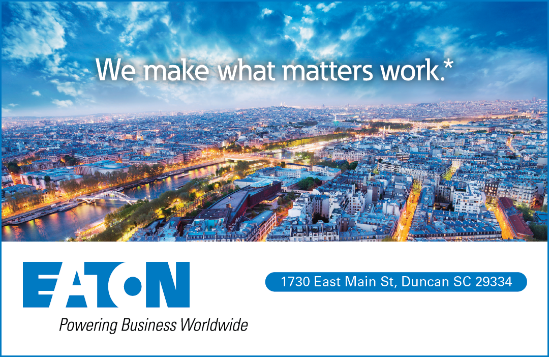 A blue and white sign that says “We make what matters work.". AI generated content