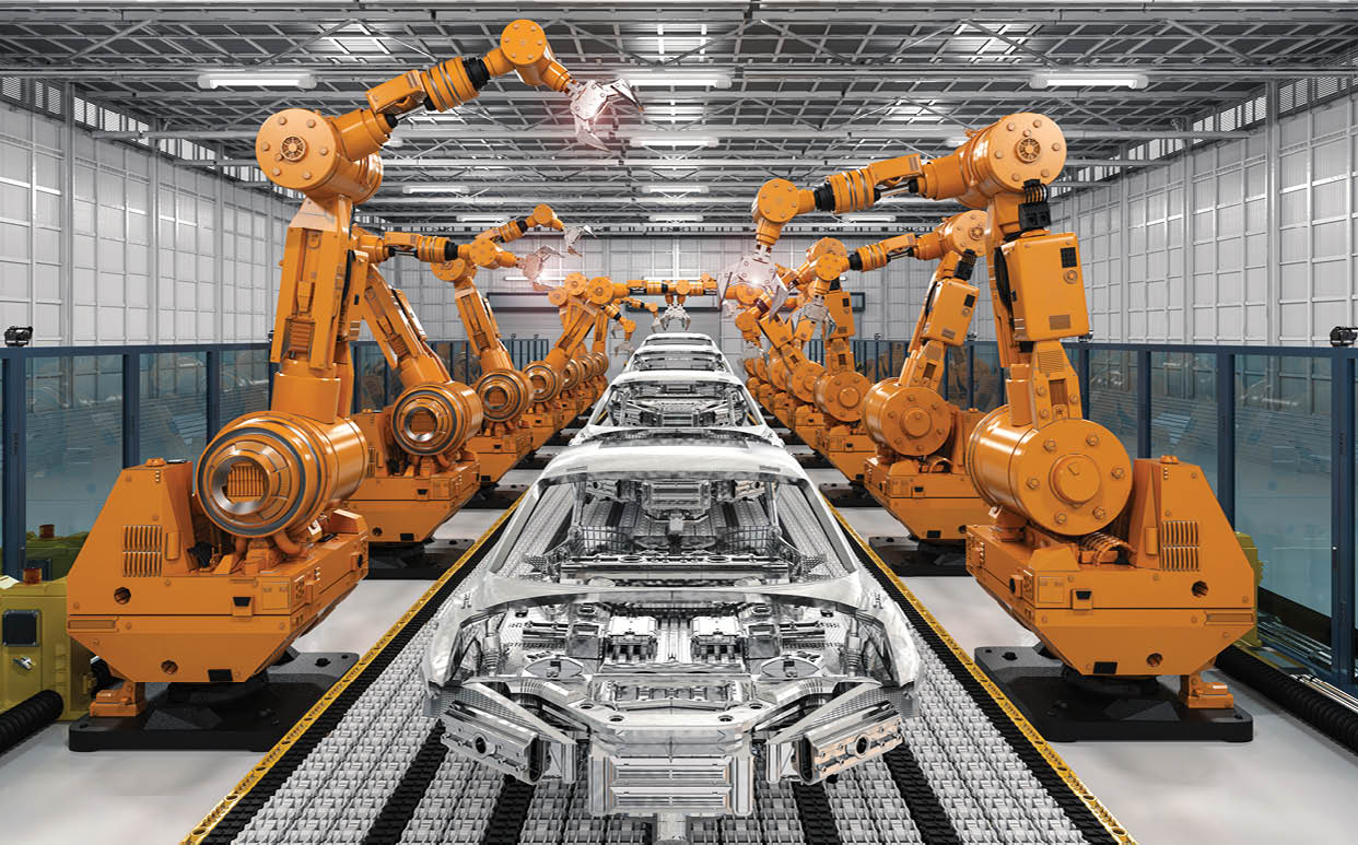 A man wearing a blue helmet is working on a machine. AI generated content