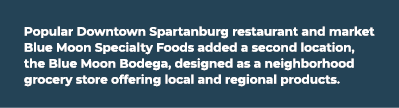 Popular Downtown Spartanburg restaurant and market Blue Moon Specialty Foods added a second location, the Blue Moon B...
