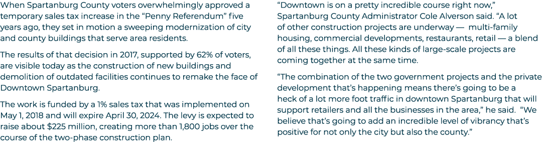 When Spartanburg County voters overwhelmingly approved a temporary sales tax increase in the “Penny Referendum” five ...