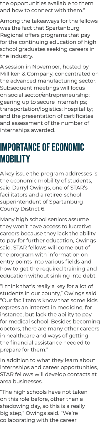 the opportunities available to them and how to connect with them.” Among the takeaways for the fellows was the fact t...