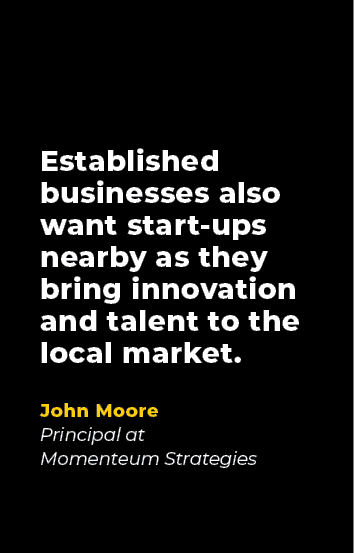 Established businesses also want start ups nearby as they bring innovation and talent to the local market. John Moor...