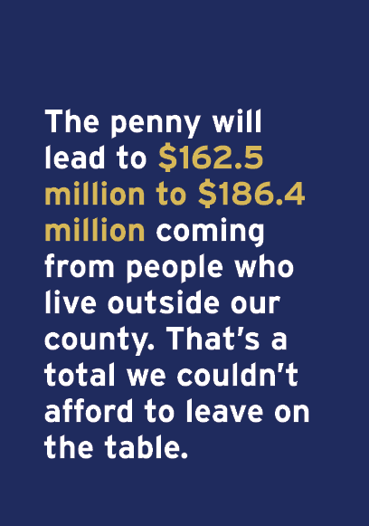 The penny ﻿will lead to $162.5 million to $186.4 million coming from people who live outside our county. That’s a tot...