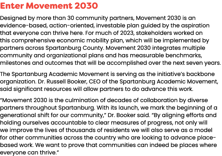 Enter Movement 2030 Designed by more than 30 community partners, Movement 2030 is an evidence based, action oriented,...