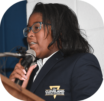 The Cleveland Academy of Leadership in Spartanburg held a celebration with the community for its growth from 'unsatisfactory' to 'excellent' on the SC Report Card.  The event took place at the school on Oct. 16, 2023. Student Logan Moss talks about the positive the school has on its students and community.
