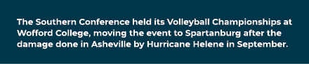The Southern Conference held its Volleyball Championships at Wofford College, moving the event to Spartanburg after t...