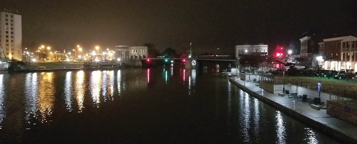 Erie Canal in Tonawanda, New York looking down towards Delaware avenue.