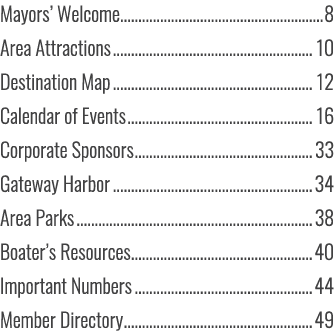Mayors’ Welcome 8 Area Attractions 10 Destination Map 12 Calendar of Events 16 Corporate Sponsors 33 Gateway Harbor 3...