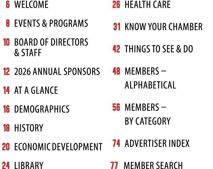  6 Welcome 8 Events & Programs 10 Board OF DIRECTORS & Staff 12 2026 annual Sponsors 14 At a Glance 16 Demographics 1...