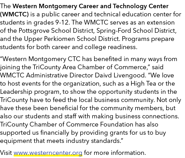 The Western Montgomery Career and Technology Center (WMCTC) is a public career and technical education center for stu...
