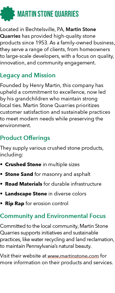 ￼ Located in Bechtelsville, PA, Martin Stone Quarries has provided high quality stone products since 1953. As a famil...