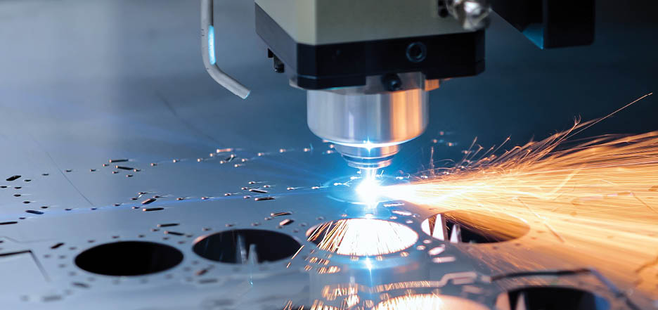 Cnc milling machine. Processing and laser cutting for metal in the industrial. Motion blur. Industrial exhibition of machine tools.