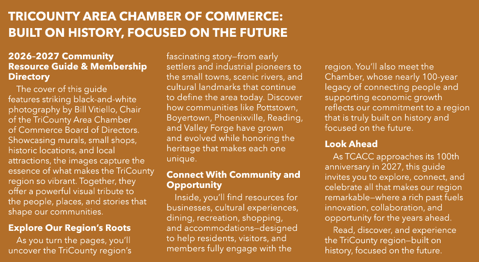 TriCounty Area Chamber of Commerce: Built on History, Focused on the Future 2026–2027 Community Resource Guide & Memb...