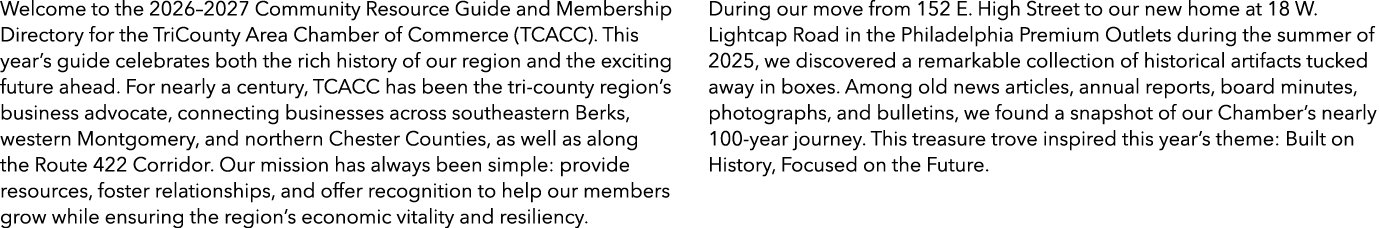 Welcome to the 2026–2027 Community Resource Guide and Membership Directory for the TriCounty Area Chamber of Commerce...