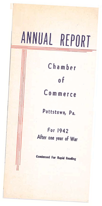 A vintage annual report for the Chamber of Commerce in Pottsville, Pennsylvania. AI generated content
