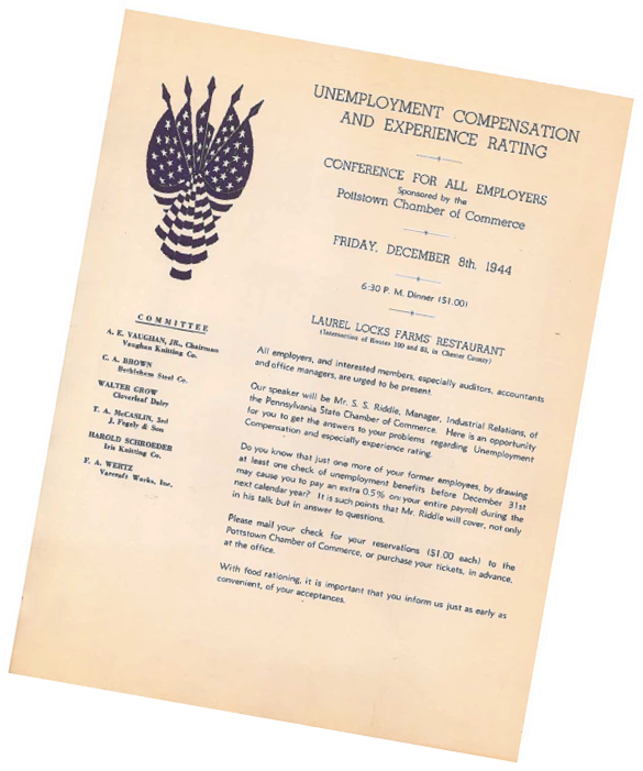 A vintage document from 1946 discusses employment compensation and experience ratings. AI generated content