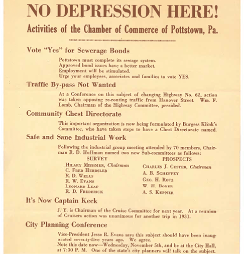 A vintage advertisement for a business, possibly a restaurant, with a list of activities and a “no depression here" message. AI generated content