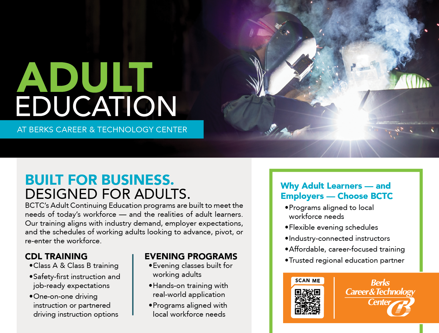 Adult Education flyer for Bersk Career Technology Center. AI generated content