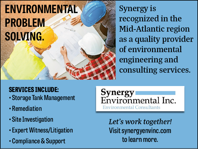 A flyer for Synergy Environmental Inc. shows a group of people working together to solve environmental problems. The company provides storage tank management, site investigation, expert witness, and legal support. They also offer compliance and support services. The flyer is blue and white and has a logo for the company. AI generated content