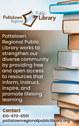 A poster advertising the Pottsown Regional Public Library. AI generated content