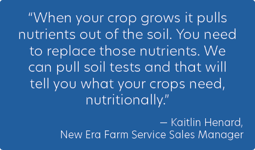 “When your crop grows it pulls nutrients out of the soil. You need to replace those nutrients. We can pull soil tests...