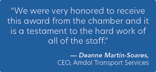 “We were very honored to receive this award from the chamber and it is a testament to the hard work of all of the sta...