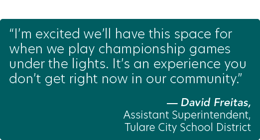 “I’m excited we’ll have this space for when we play championship games under the lights. It’s an experience you don’t...