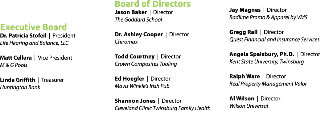 Executive Board Dr. Patricia Stofeil | President Life Hearing and Balance, LLC Matt Cellura | Vice President M & G Po...