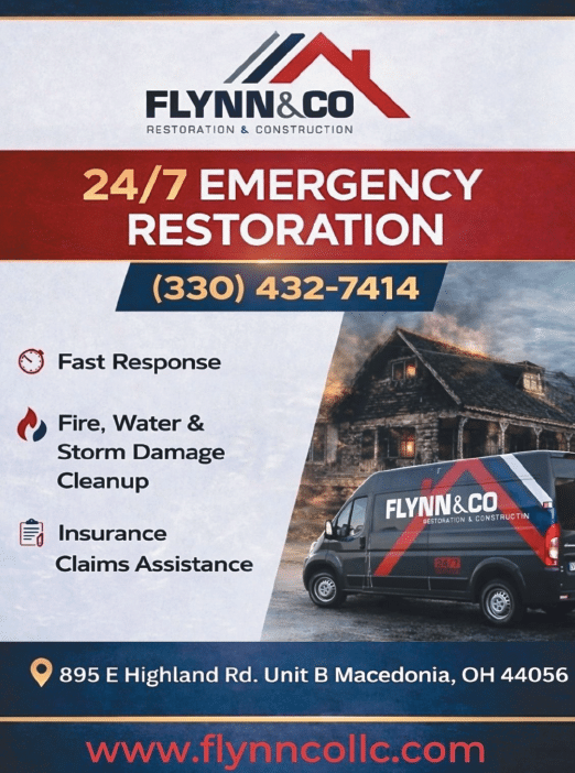 A white and black document with the title 6TW003 Flynn & Company Restoration and Construction. Description generated by AI