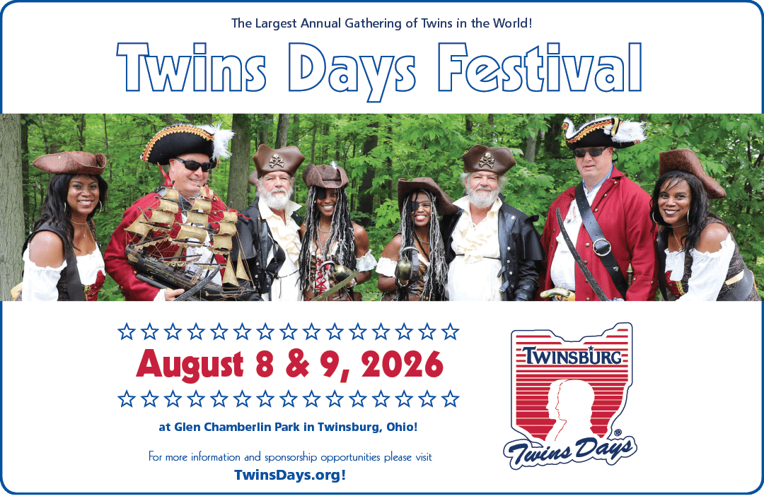 A 7 x 4.75 inch photo of twins days inc. Description generated by AI