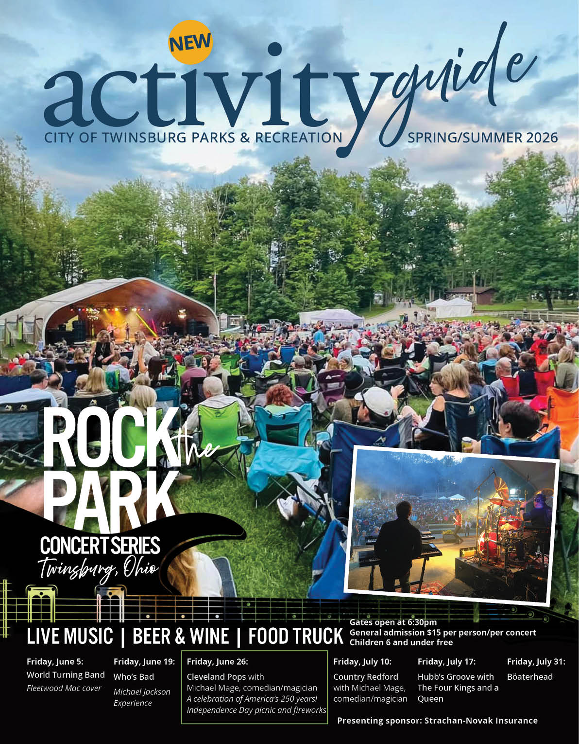 A flyer for a concert at Rock Park. Description generated by AI