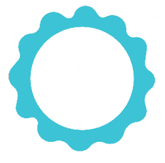 A blue circle with a white line in it. Description generated by AI