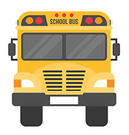 school bus isolated on white background, flat design icon back to school concept
