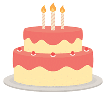 A cake with three candles on it. Description generated by AI