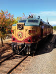Napa Valley, CA, USA - September 24 2013: Front shot of The Wine Train on a bight sunny day