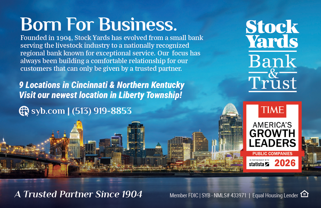 A magazine advertisement for Stock Yards Bank & Trust. Description generated by AI