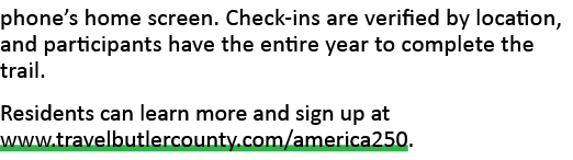 phone’s home screen. Check ins are verified by location, and participants have the entire year to complete the trail....