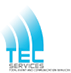 A blue and white logo for Tec Services. Description generated by AI