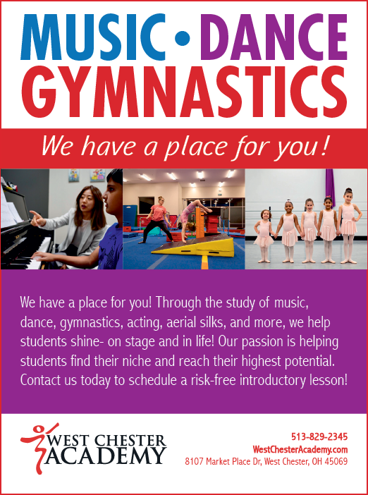 A flyer advertising music and dance gymnastics. Description generated by AI