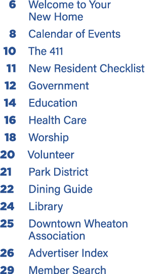  6 Welcome to Your New Home 8 Calendar of Events 10 The 411 11 New Resident Checklist 12 Government 14 Education 16 H...